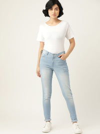 ether Women Blue Skinny Fit Light Fade Stretchable Jeans