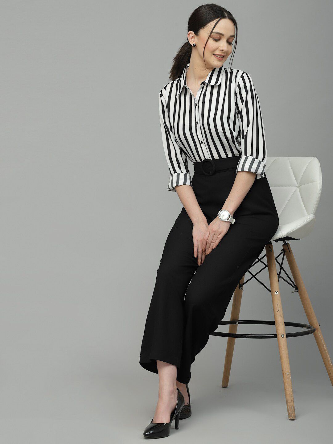 Style Quotient Smart Opaque Striped Semi Formal Shirt