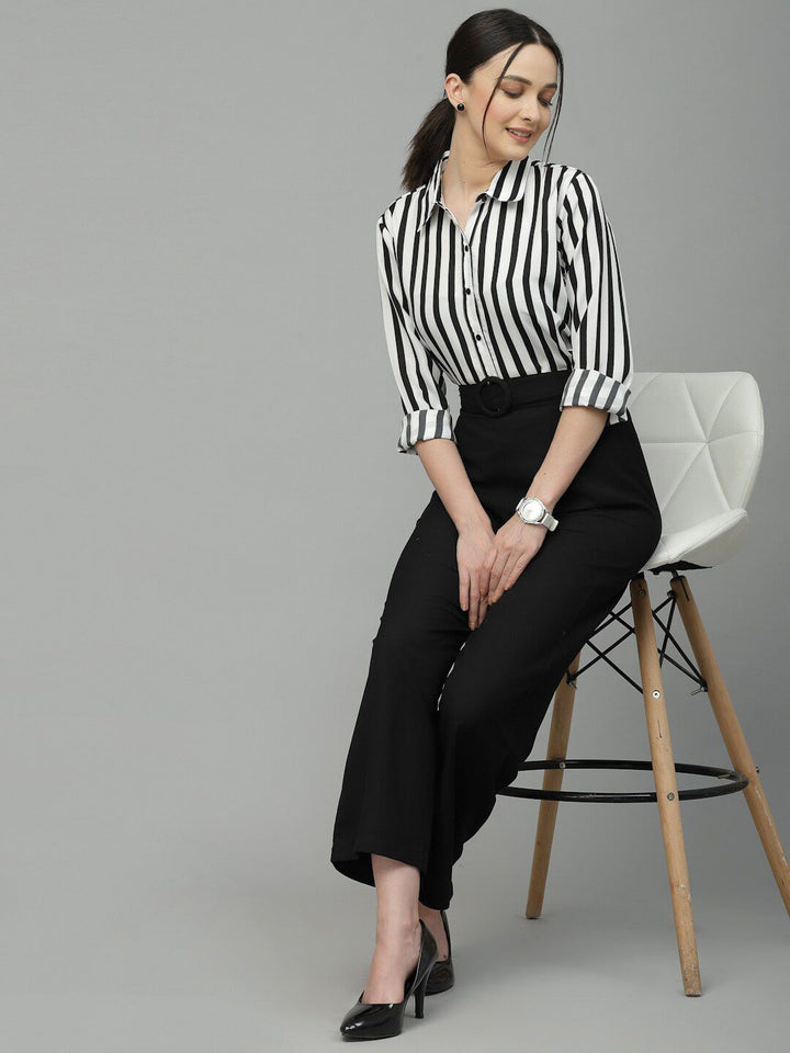 Style Quotient Smart Opaque Striped Semi Formal Shirt