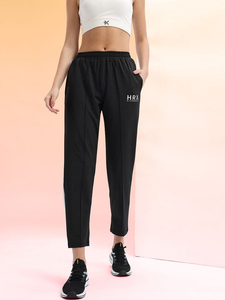 HRX by Hrithik Roshan Women Brand Logo Detail Rapid-Dry Cropped Running Track Pants