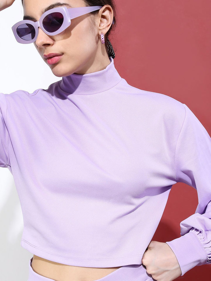 Tokyo Talkies Women Lavender Solid Top With Trousers