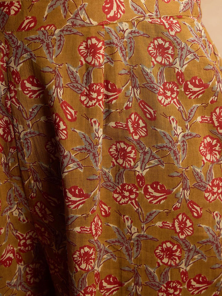 Indo Era Floral Printed Pure Cotton Straight  Kurta with Trousers