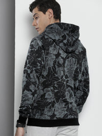 The Indian Garage Co Men Charcoal Grey Printed Hooded Sweatshirt