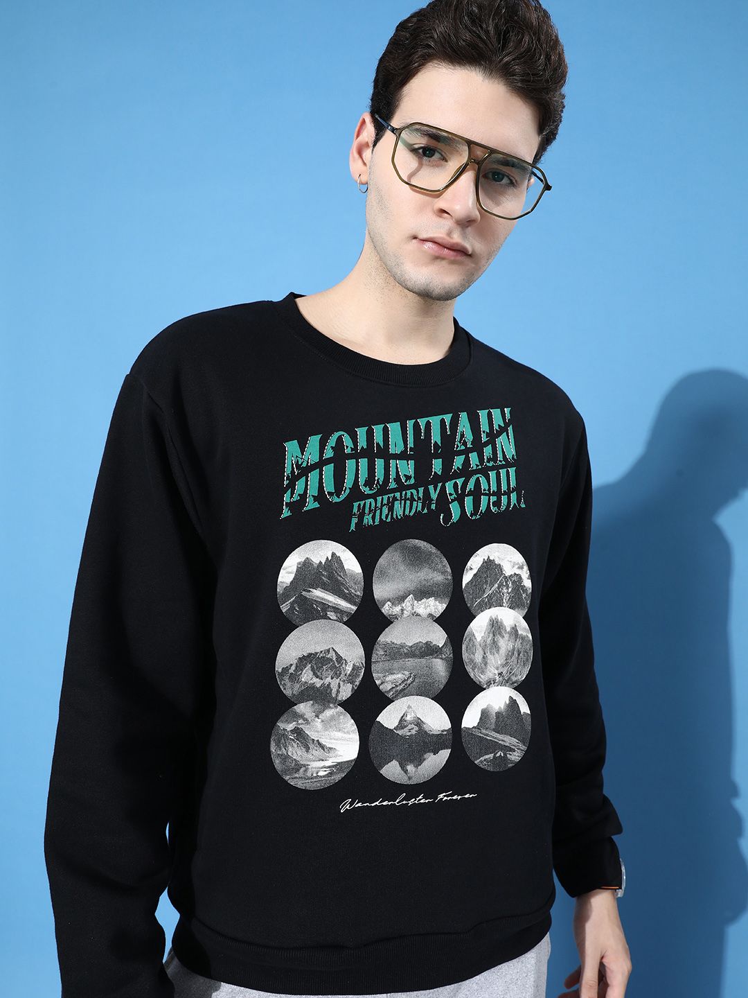 Difference of Opinion Men Printed Oversized Fleece Sweatshirt