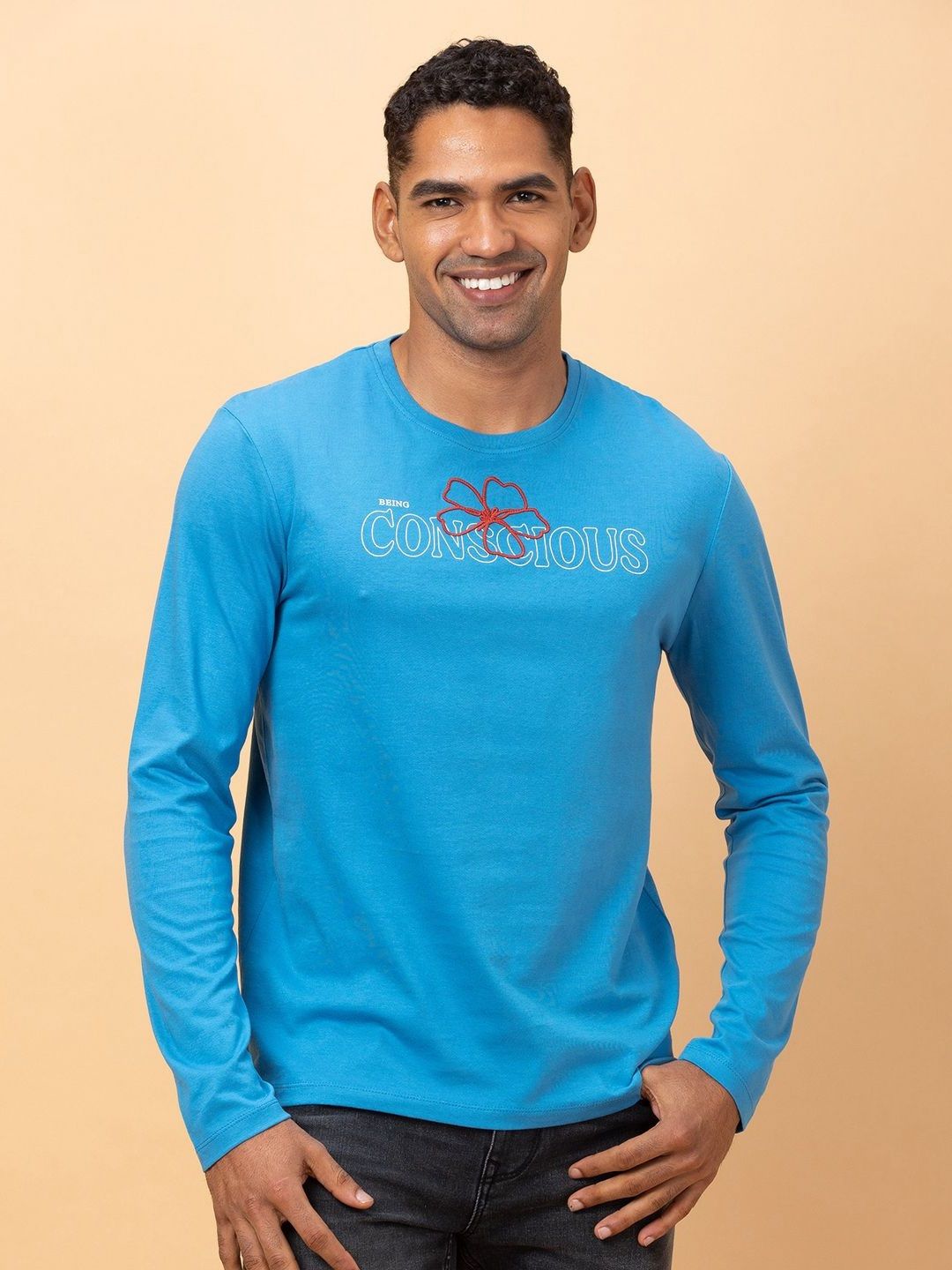 Being Human Men Typography Henley Neck T-shirt