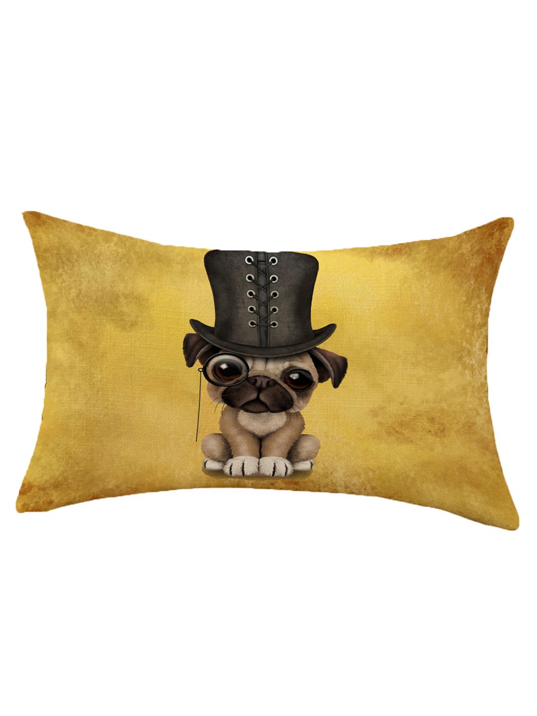 STITCHNEST Set Of 2 Yellow & Brown Graphic Printed Rectangle Cushion Covers