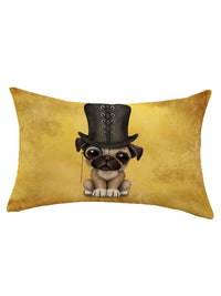STITCHNEST Set Of 2 Yellow & Brown Graphic Printed Rectangle Cushion Covers