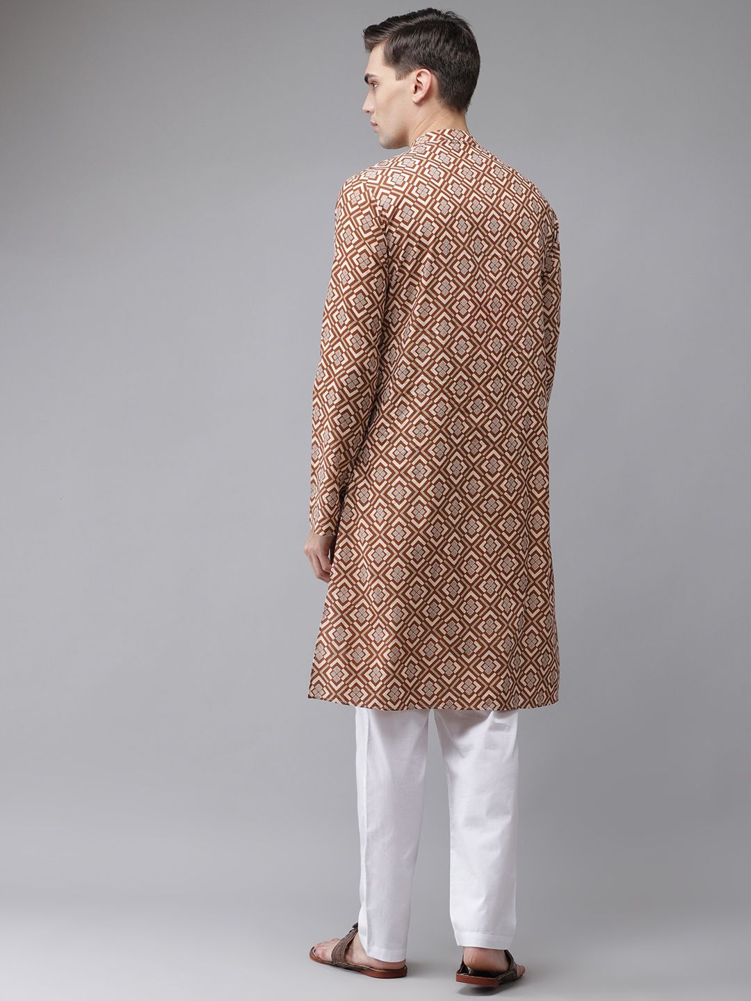See Designs Men Beige Printed Regular Pure Cotton Kurta with Pyjamas
