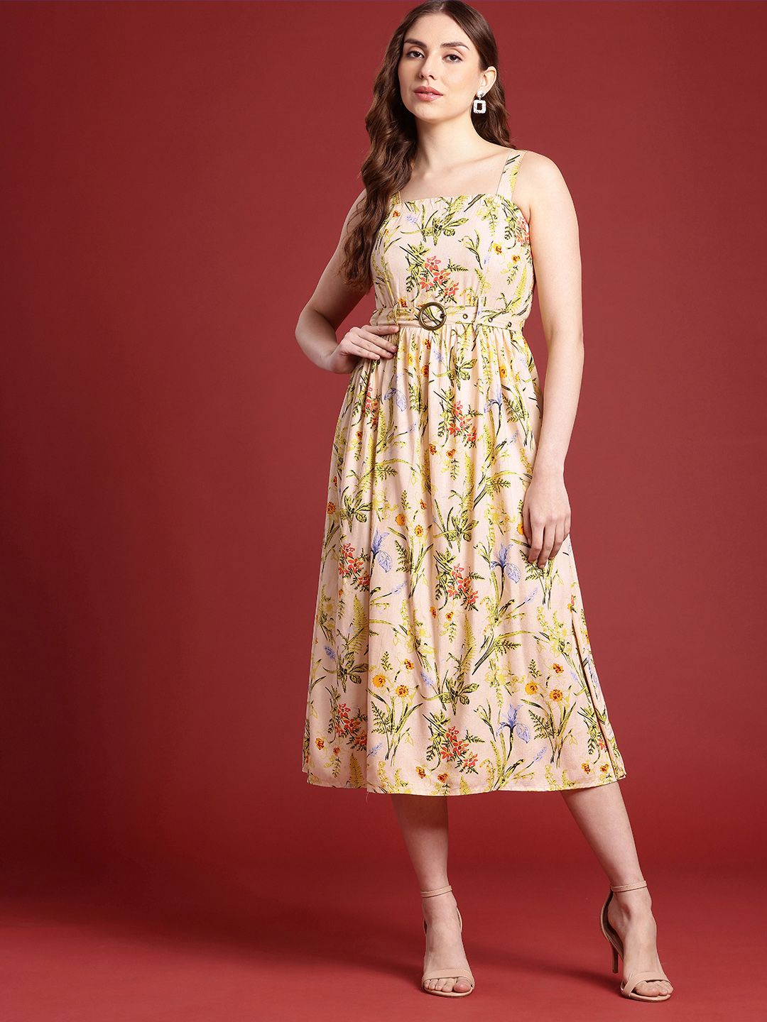 all about you Floral Print Midi Fit & Flare Dress
