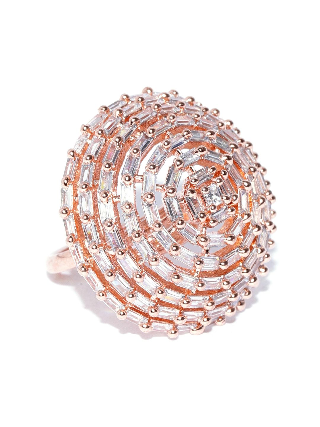Cincin Jari Boleh Laras Zaveri Pearls Bersalut Emas CZ Bertampal Batu