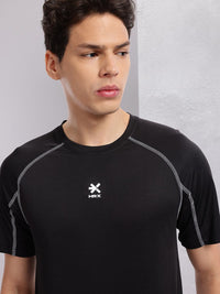 HRX by Hrithik Roshan Contrast Stitches Raglan Sleeves Rapid-Dry Training T-shirt
