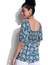 DressBerry Puff Sleeves Floral Printed A-Line Top