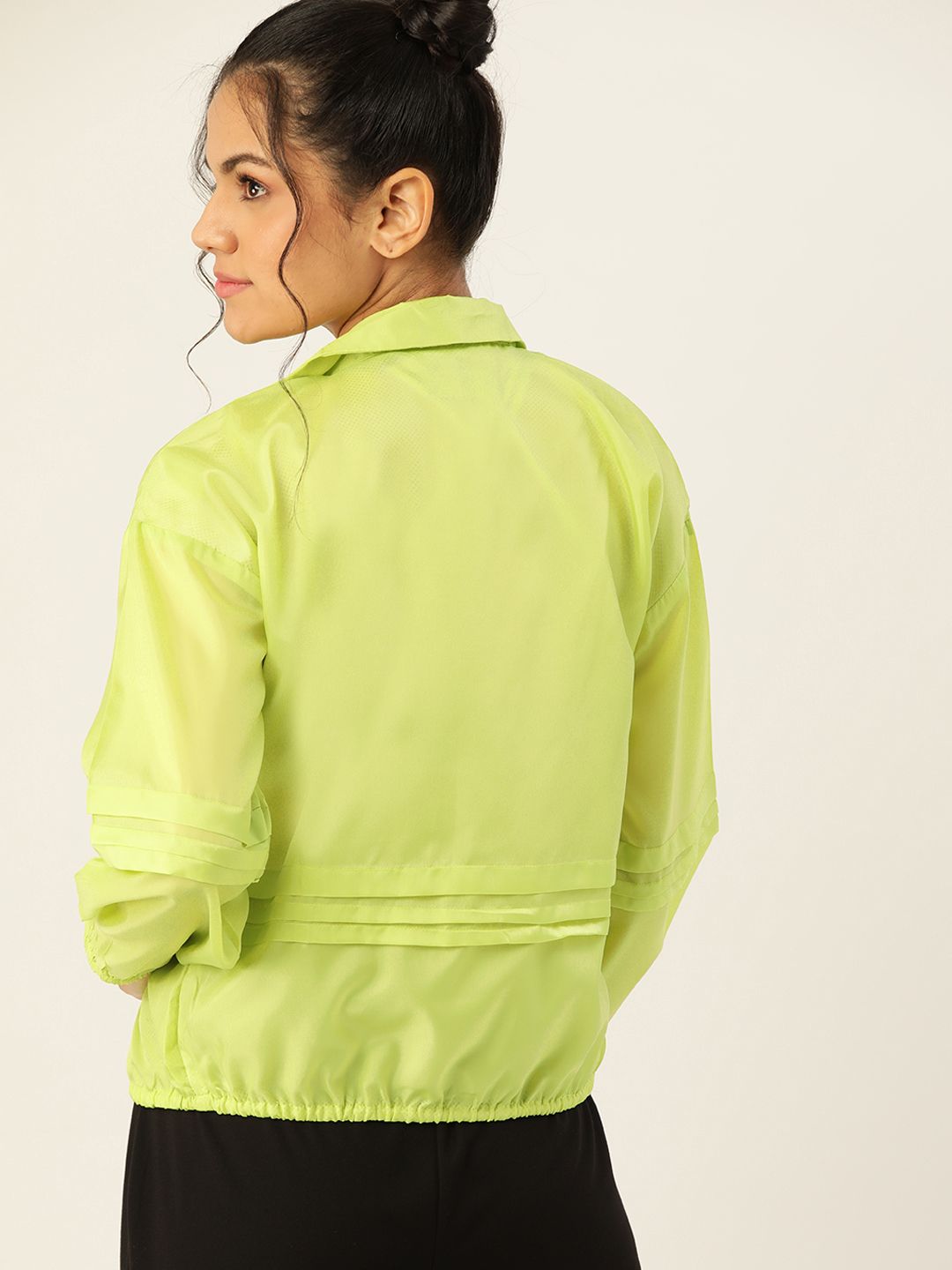 DressBerry Women Fluorescent Green Solid Lightweight Sporty Jacket