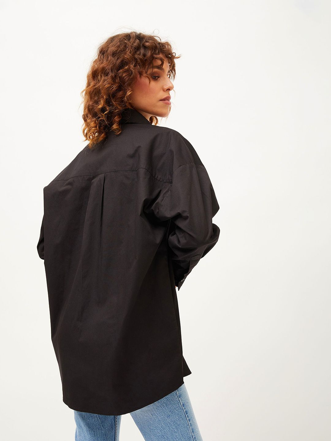 SASSAFRAS Black Oversized Long Sleeves Pure Cotton Casual Shirt