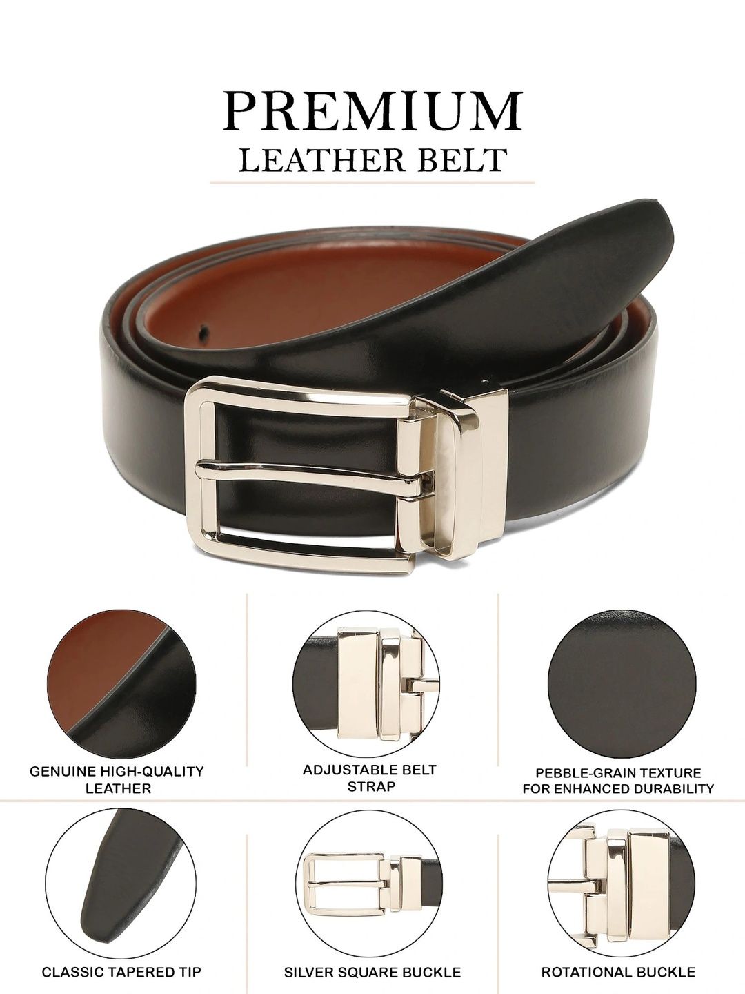 Teakwood Leathers Men Leather Reversible Belt