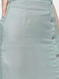 Tokyo Talkies Women Green Solid Midi-Length Wrap Skirt