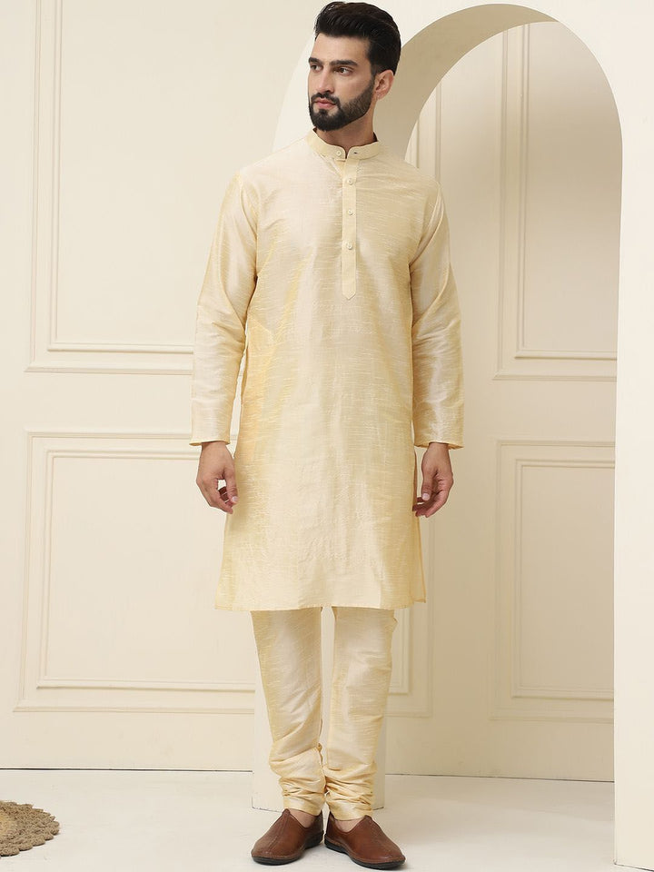 SOJANYA Kurta Kapas Sutera Kolar Mandarin Dengan Jaket Nehru Rekaan Churidar & Tenunan