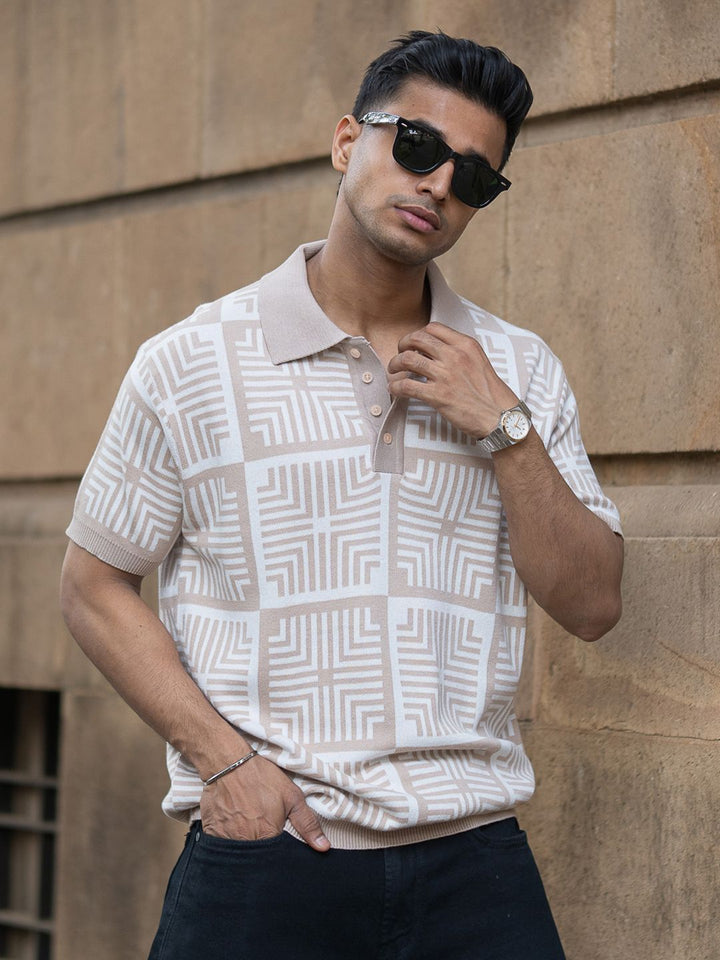 Powerlook Men Printed Polo Collar T-shirt