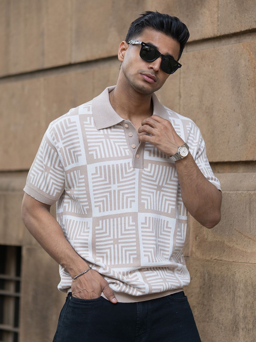 Powerlook Men Printed Polo Collar T-shirt