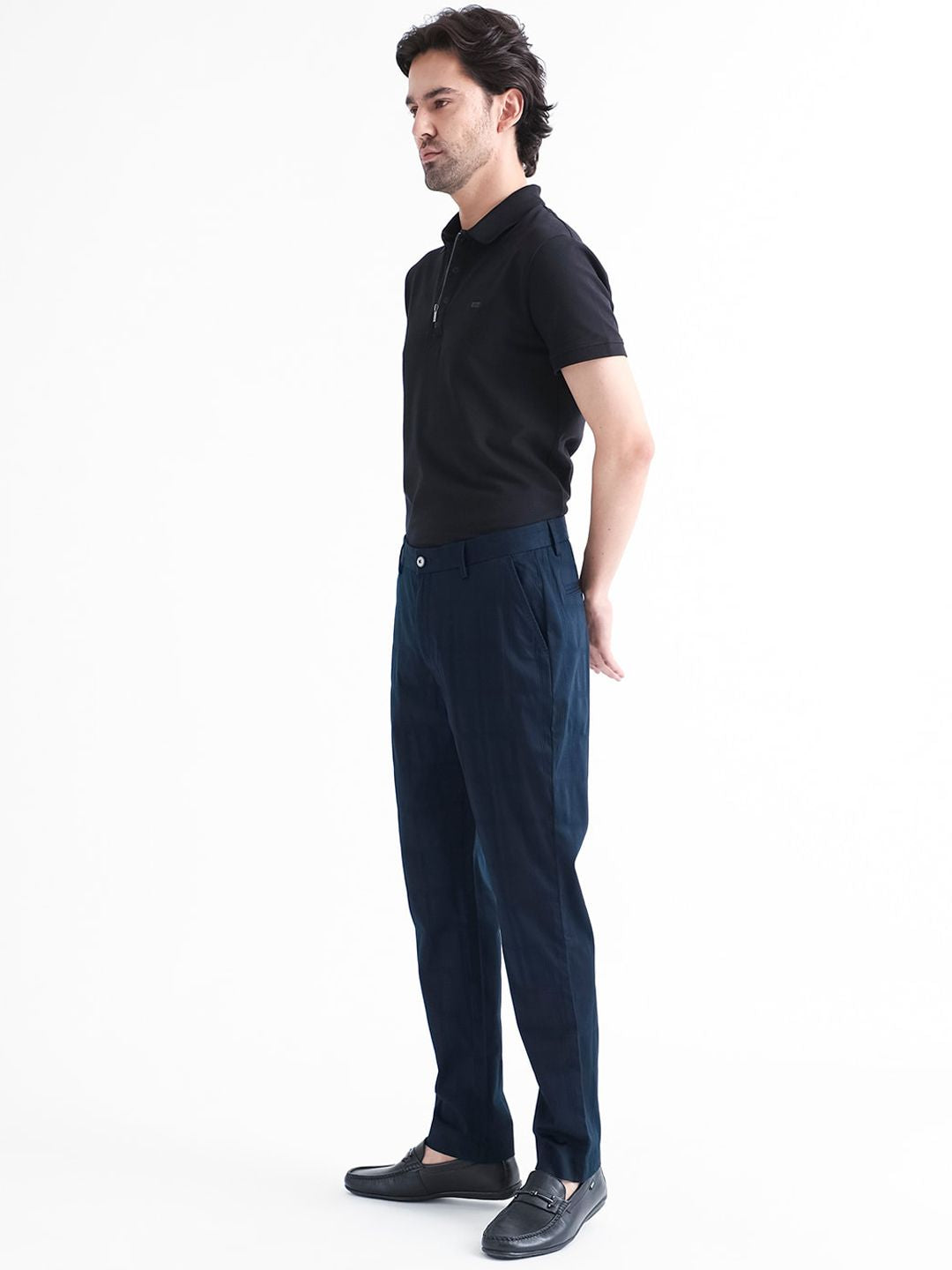 RARE RABBIT Men Quince Mid Rise Cotton Slim Fit Trouser
