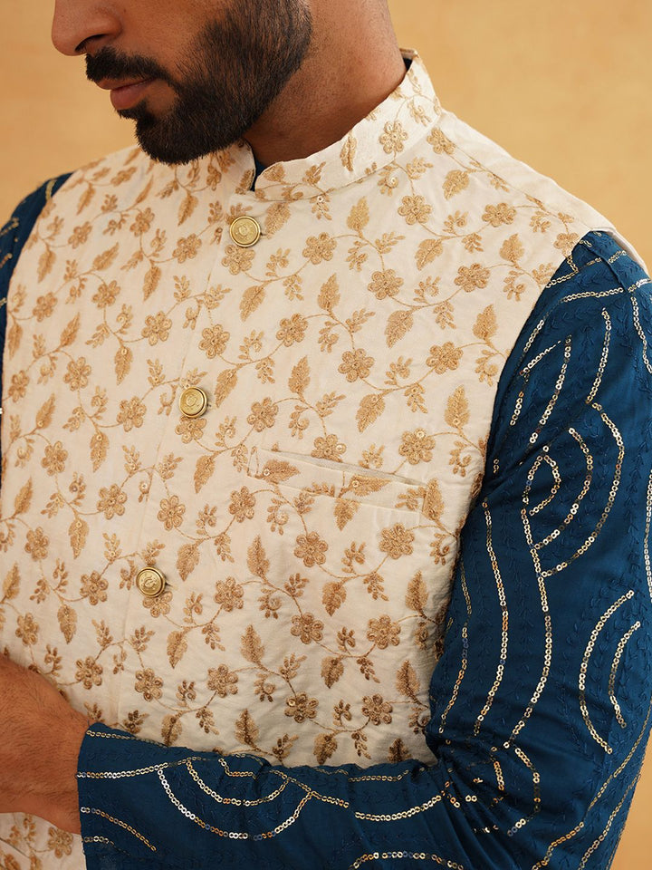 SOJANYA Lelaki Leheriya Sulam Kurta Kapas Tulen Labuci Dengan Churidar & Nehru Kurta
