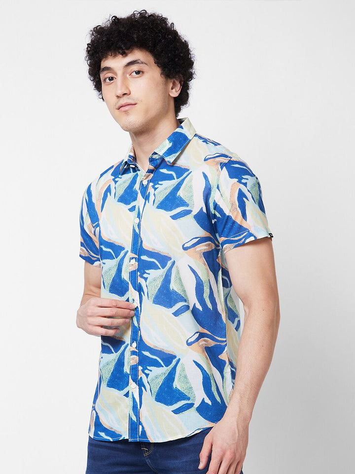 SPYKAR Slim Fit Opaque Printed Cotton Casual Shirt