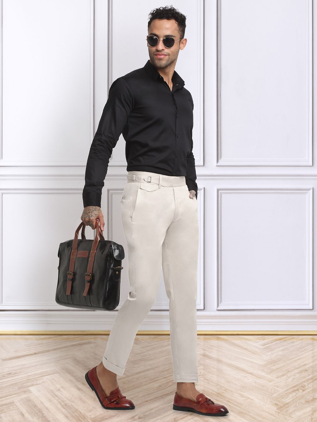 KLOTTHE Men Cotton Rich Solid Slim Fit Gurkha Pants