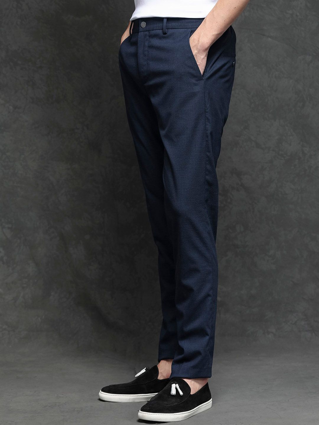 RARE RABBIT Men Microl Mid-Rise Regular Fit Casual Trouser