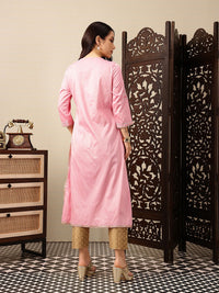 House of Pataudi Floral Yoke Design Keyhole Neck Sequinned Jashn Kurta