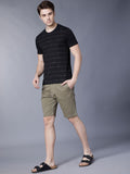 HIGHLANDER Men Olive Green Printed Slim Fit Chino Shorts