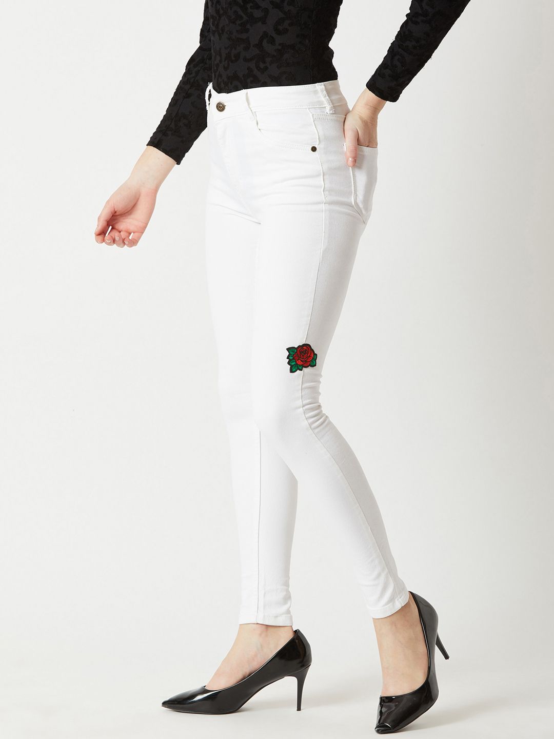 Miss Chase Women White Skinny Fit Mid-Rise Clean Look Jeans