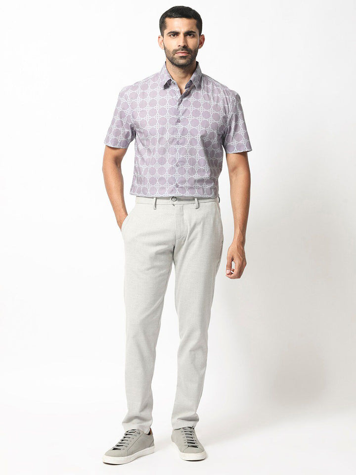 RARE RABBIT Men Barret Slim Fit Geometric Printed Cotton Shirt