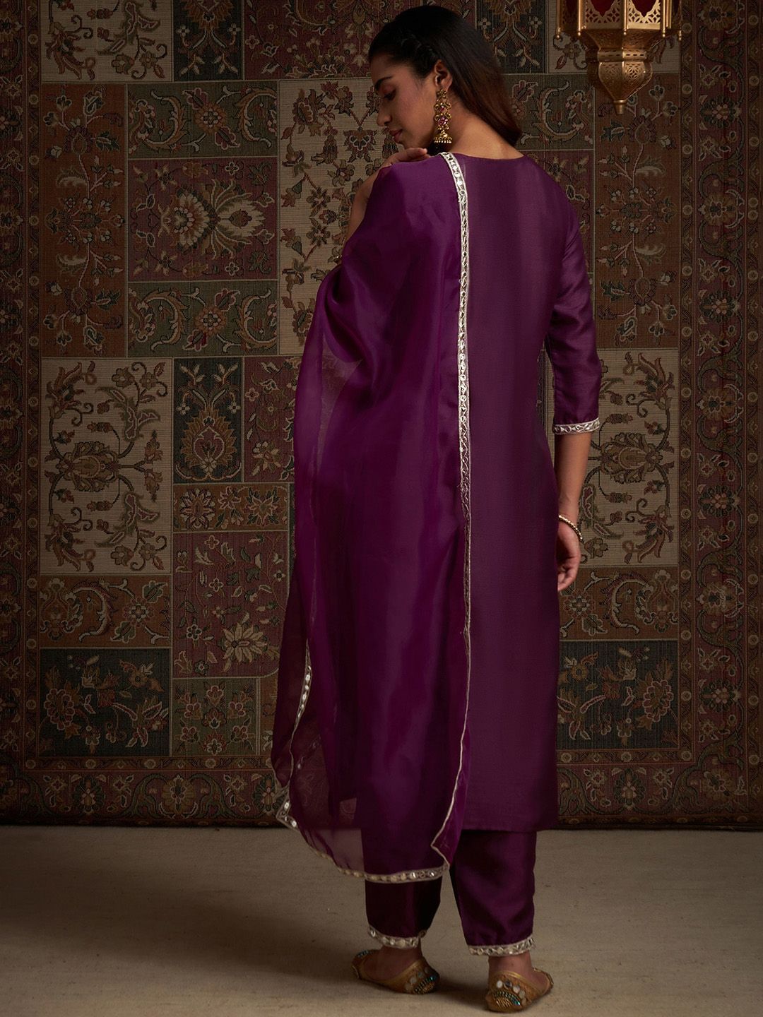Indo Era Yoke Design Embroidered Regular Kurta With Trousers & With Dupatta