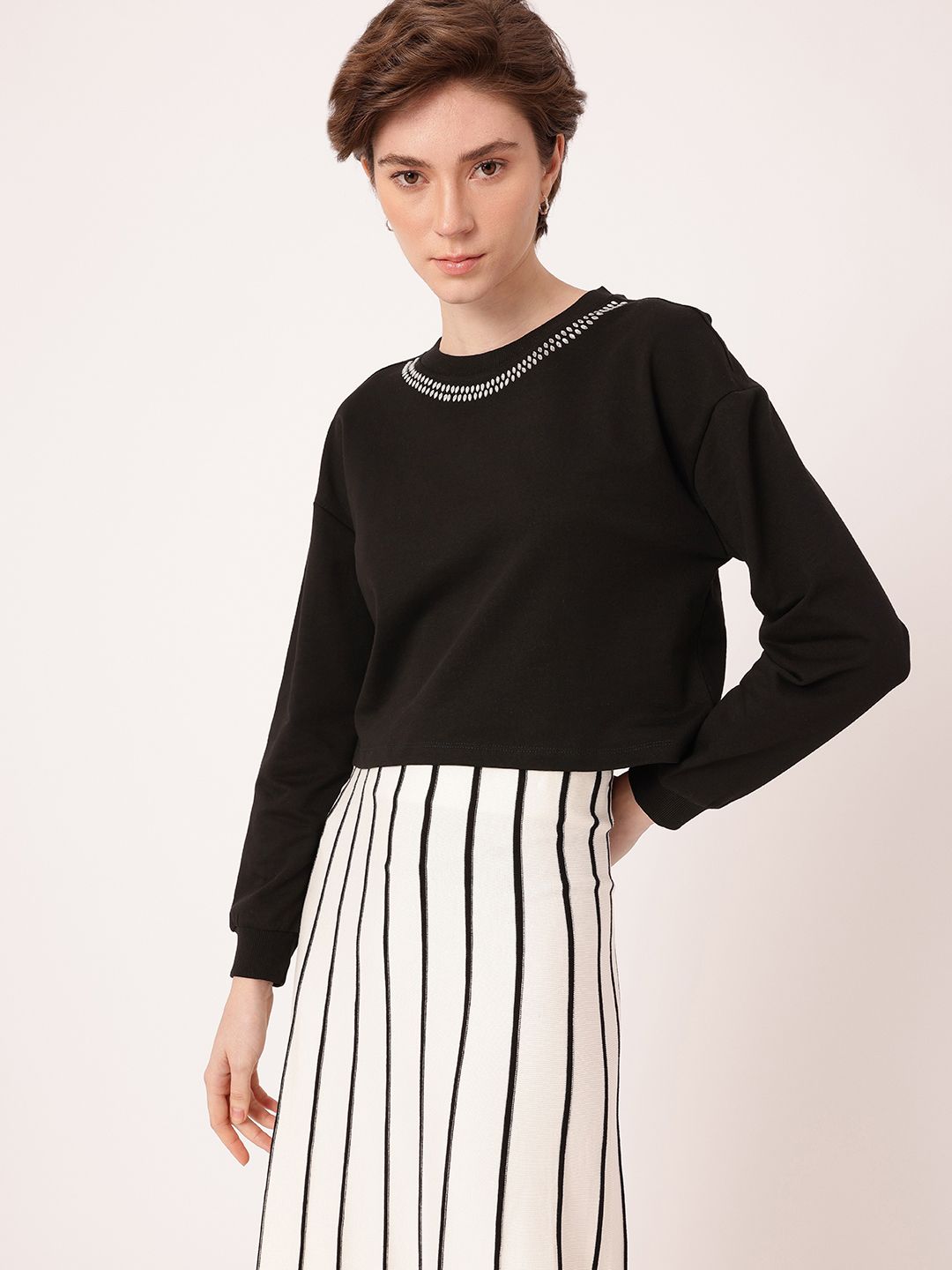 DressBerry Embellished Cotton Terry Relaxed Fit Sweatshirt