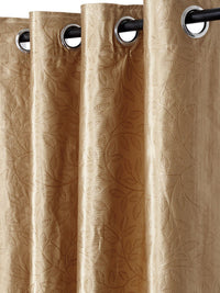 Cortina Set of 2 Bronze-Coloured Embossed Leaf Print Polyester Window Curtains