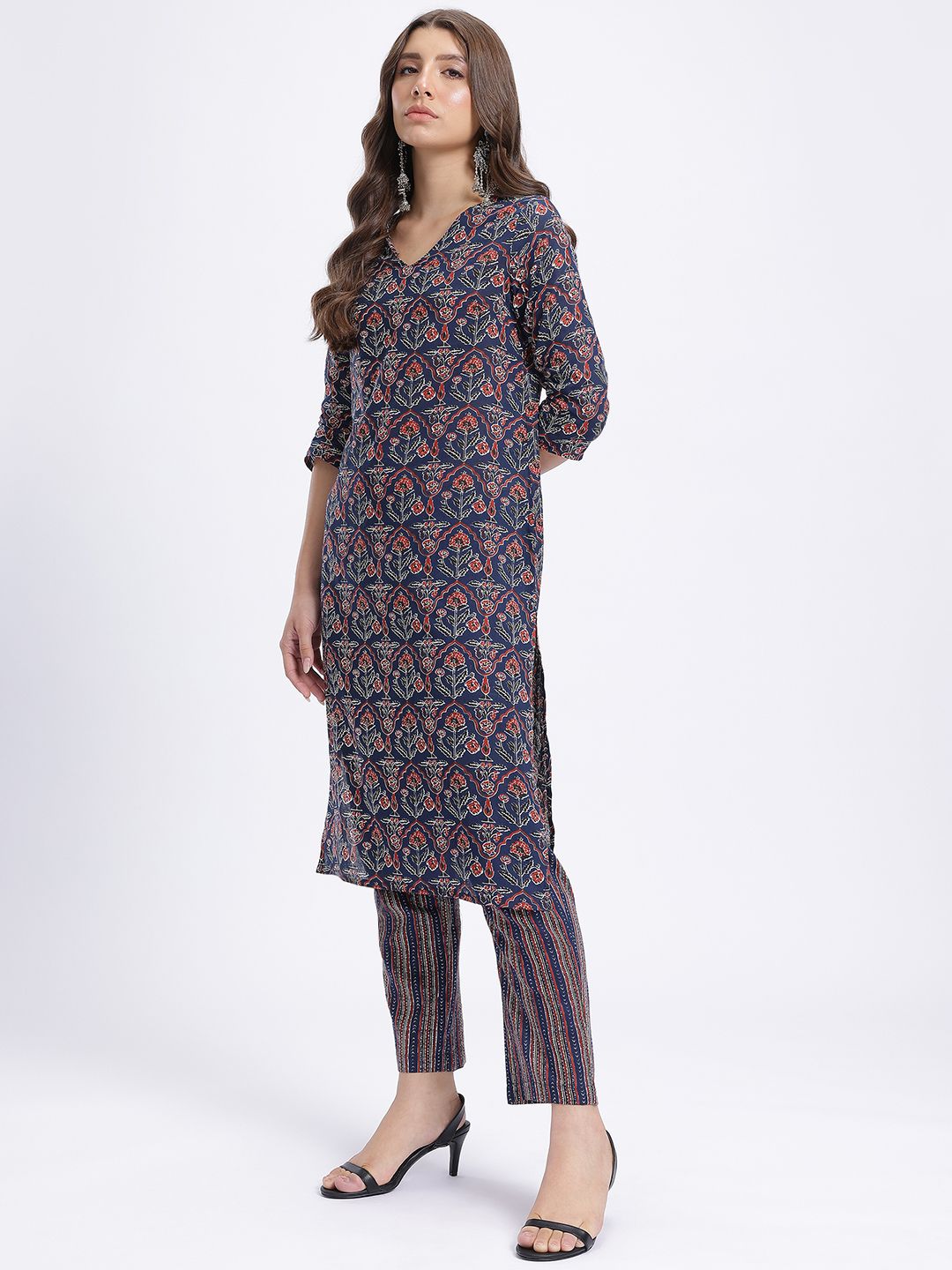 Anouk Ethnic Motifs Print Kurta with Trousers & With Dupatta