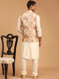 VASTRAMAY Men Printed Kurta with Churidar With Jacket
