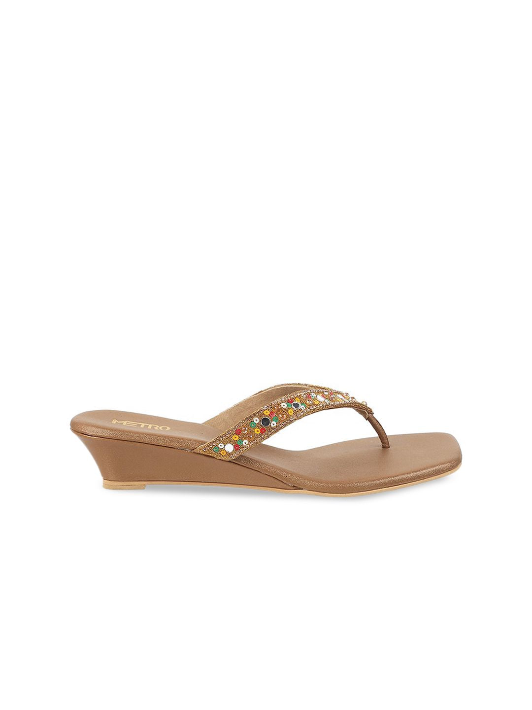 Metro Embellished Open Toe Wedge Heels