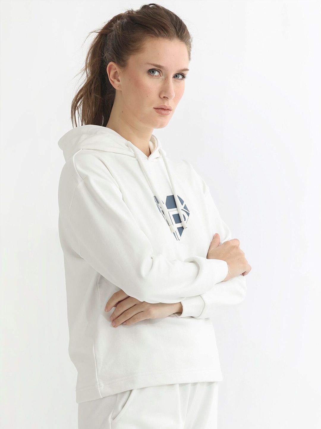 RAREISM Graphic Printed Hooded Cotton Sweatshirt