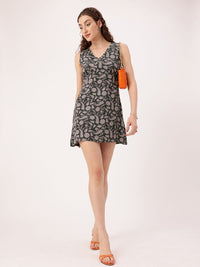 DressBerry Cute Feminine Floral Fantasy Printed A-Line Mini Dress