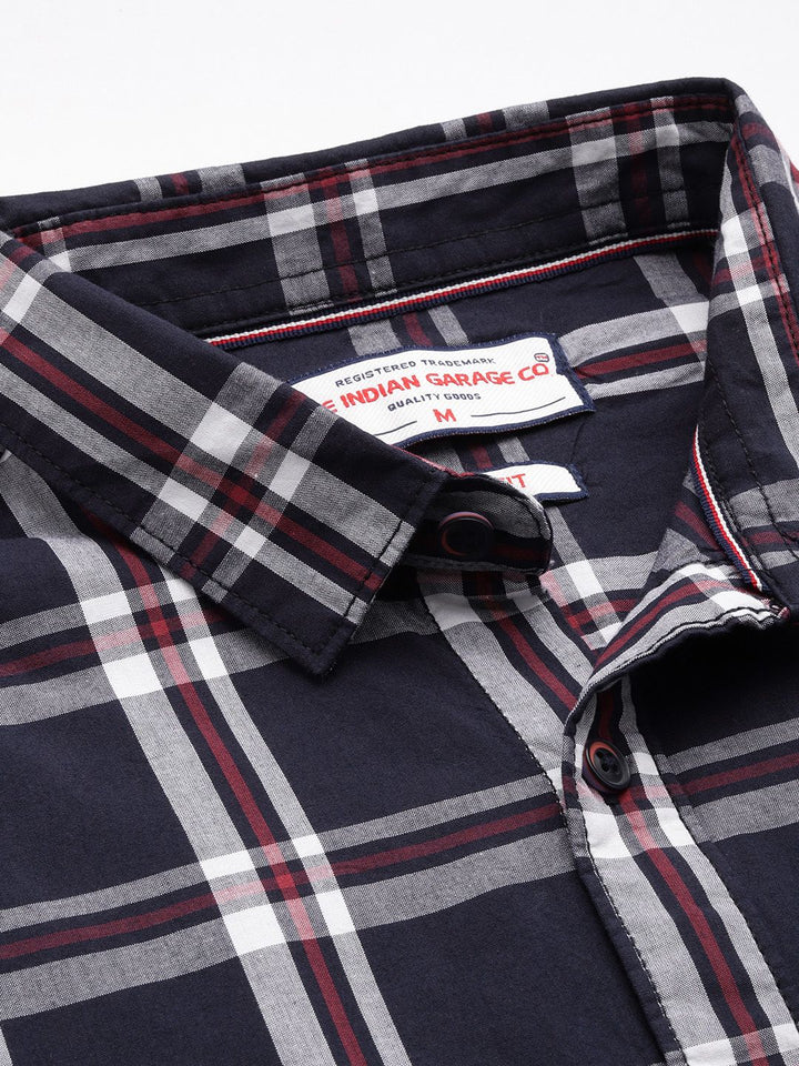 The Indian Garage Co Pure Cotton Slim Fit Tartan Checks Casual Shirt