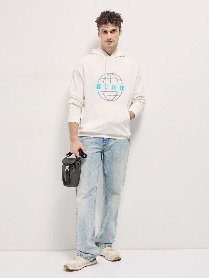 THE BEAR HOUSE Men's Cotton Graphic Printed Hooded Sweatshirt