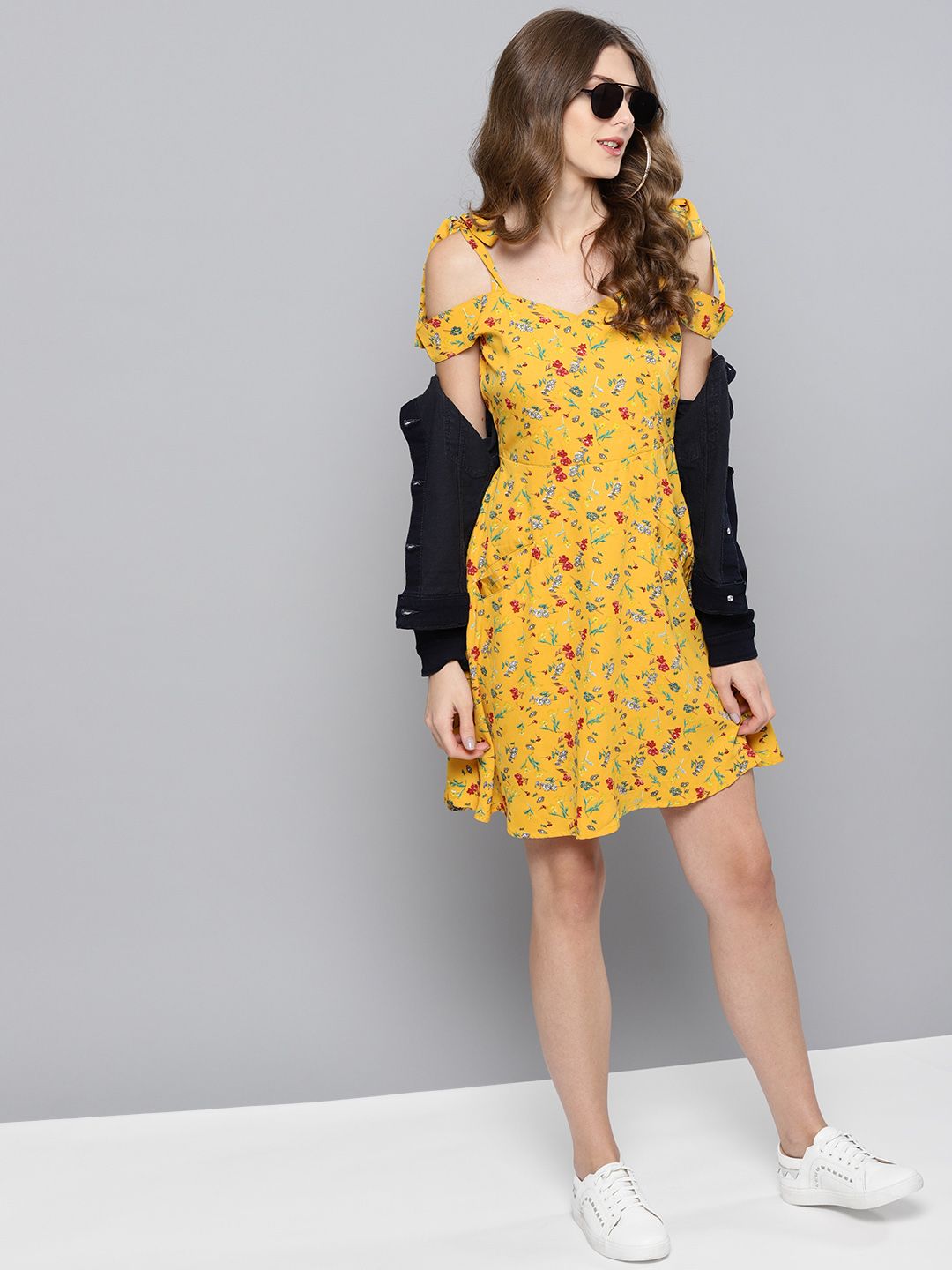STREET 9 Women Yellow & Red Printed Fit & Flare Dress