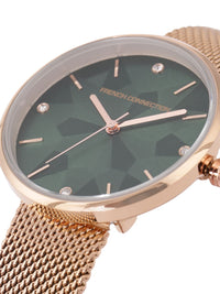 French Connection Women Green Patterned Dial Stainless Steel Bracelet Style Analogue Watch