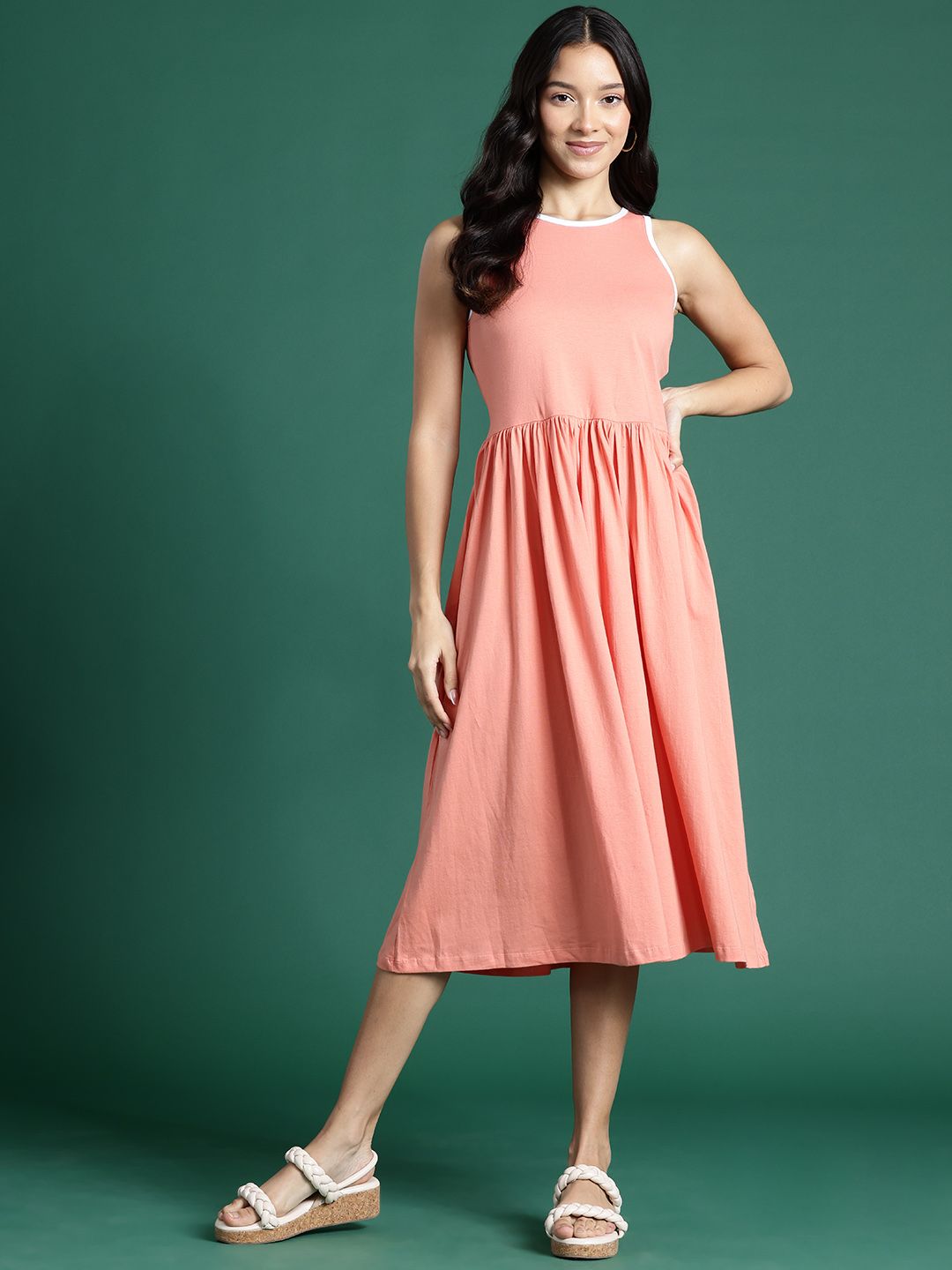 DressBerry A-Line Midi Pure Cotton Dress