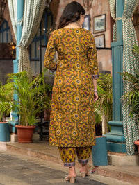 KALINI Floral Printed V Neck Straight Kurta With Salwar & Dupatta