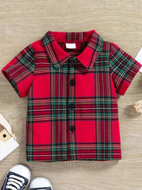 YK Boys Checked Short Sleeves Shirt With Shorts