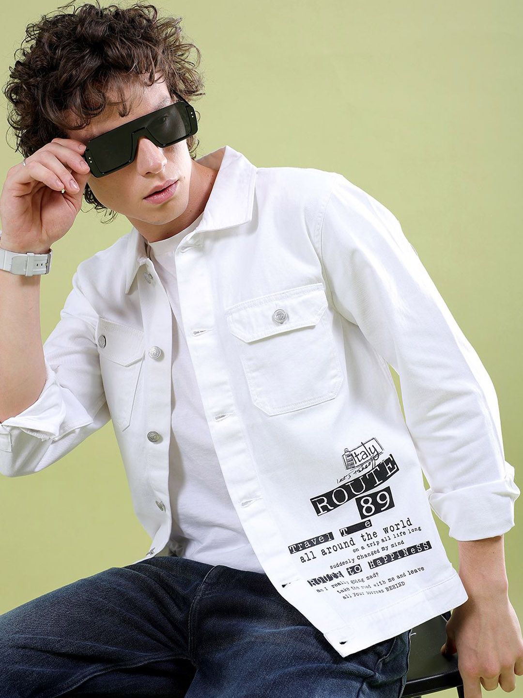 The Indian Garage Co Men Typography Denim Jacket