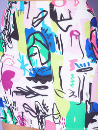 Berrylush Abstract Printed High Rise Pencil Mini Skirt