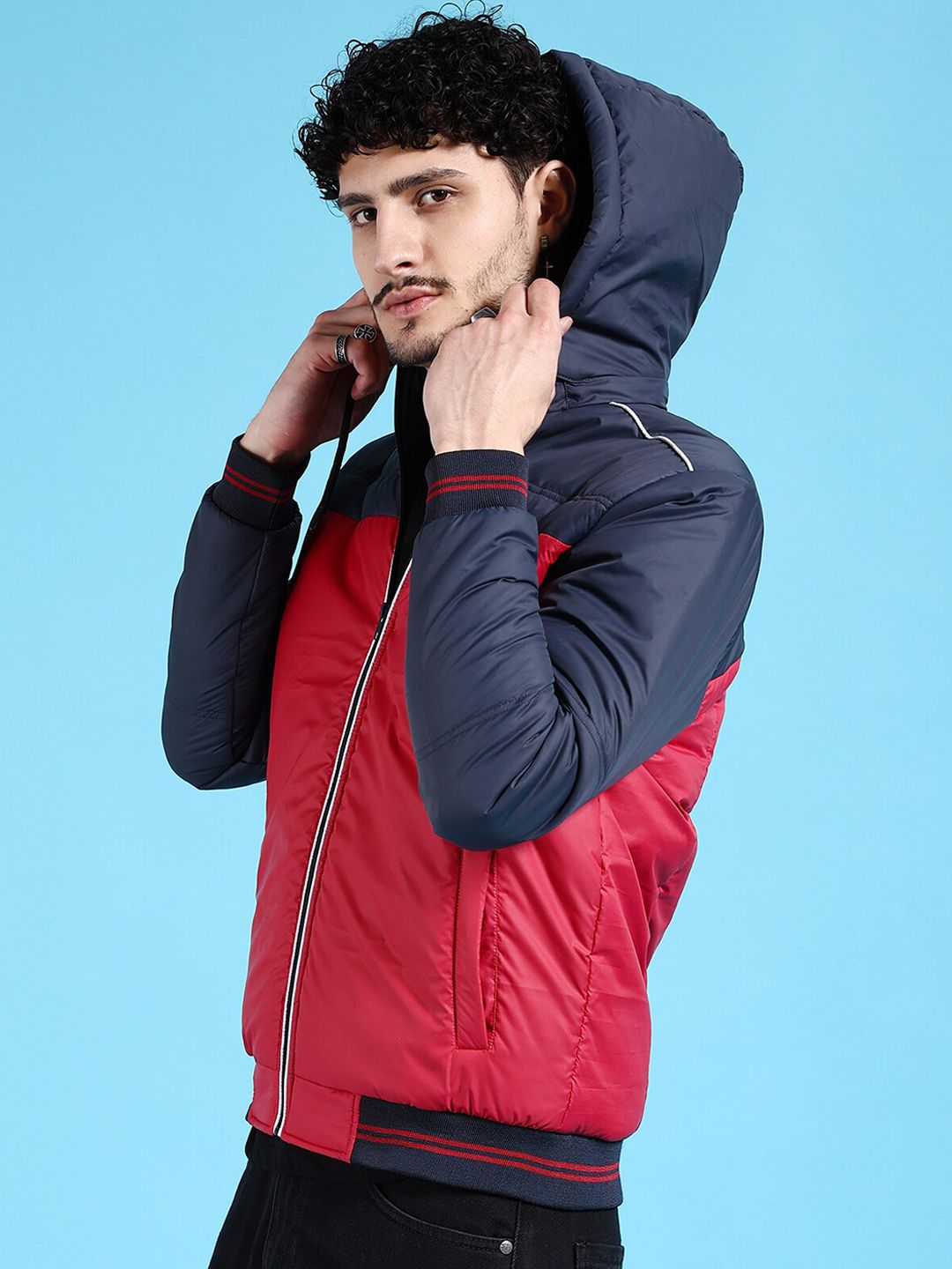 The Indian Garage Co Men Red Colourblocked Outdoor Sporty Jacket
